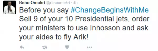 #ChangeBeginsWithMe: See What Reno Omokri Tweeted... Lol